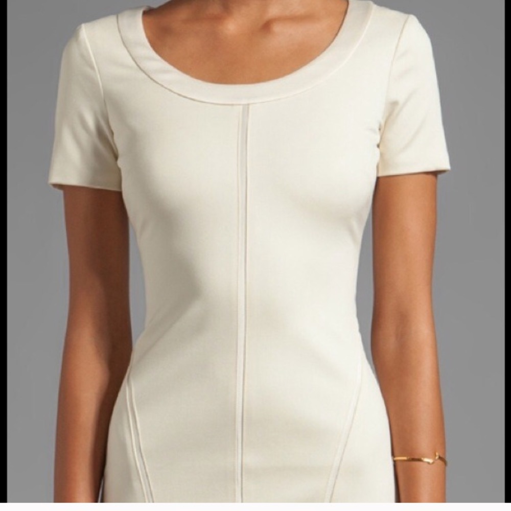 Halston Heritage Cream Short Sleeve Dress